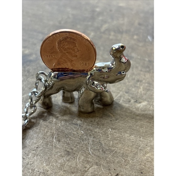 Lucky Elephant Lottery Scratcher Silver Toned Keychain  Lincoln Penny - Picture 7 of 7